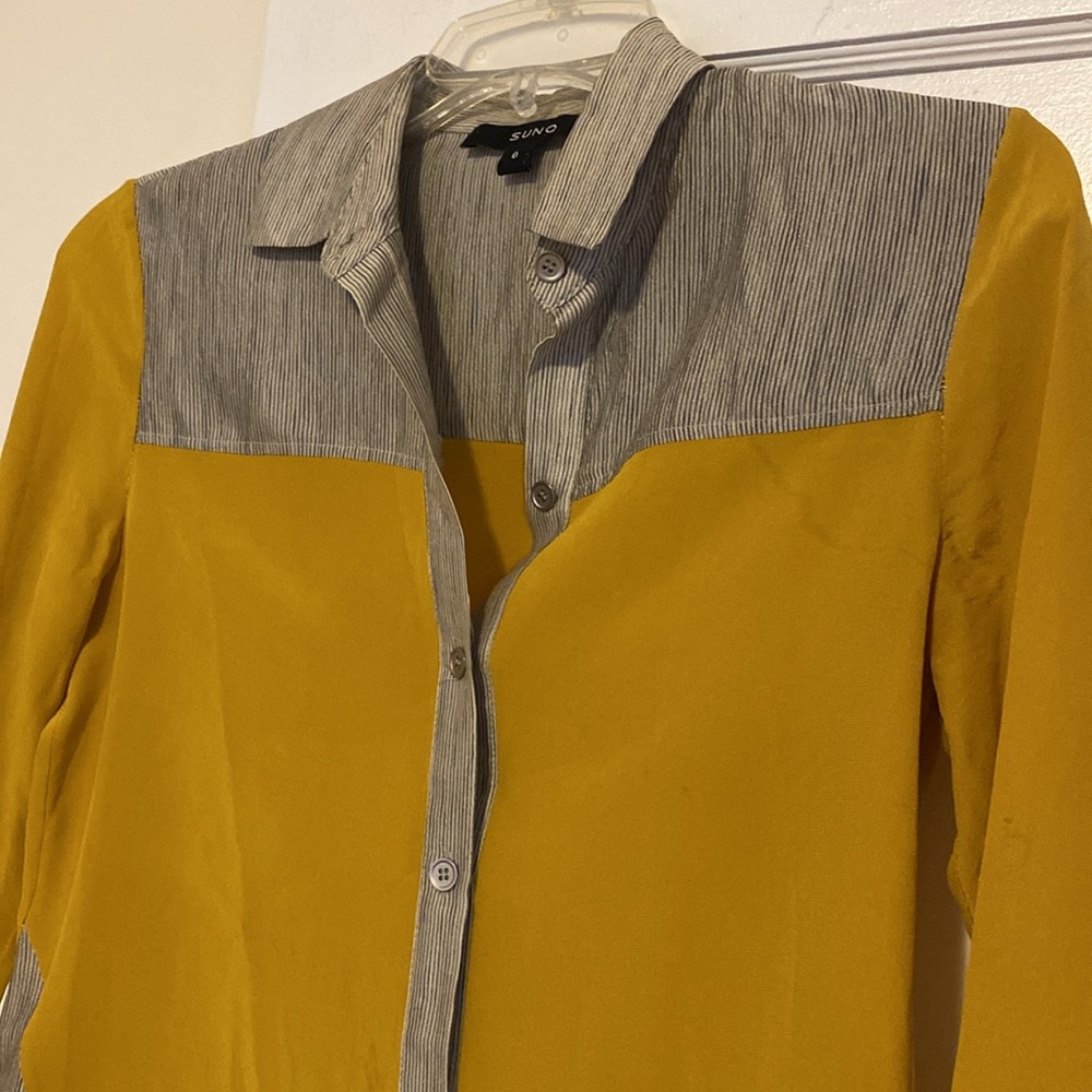 🎀 5/$20 🎀 Suno Yellow and Gray button down shirt size 0